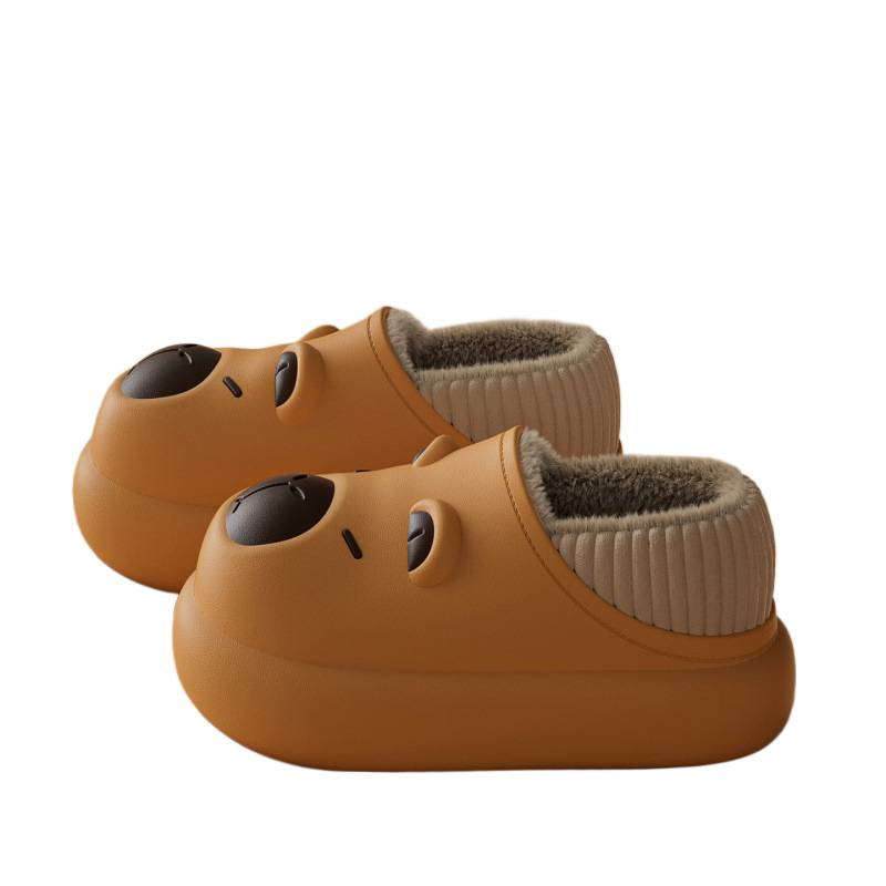 Kapibala Cotton Shoes for Women 2025 Autumn and Winter New Home Thick-Soled Waterproof Anti-Slip Fleece-Lined Outer Wear Female Couple Slippers