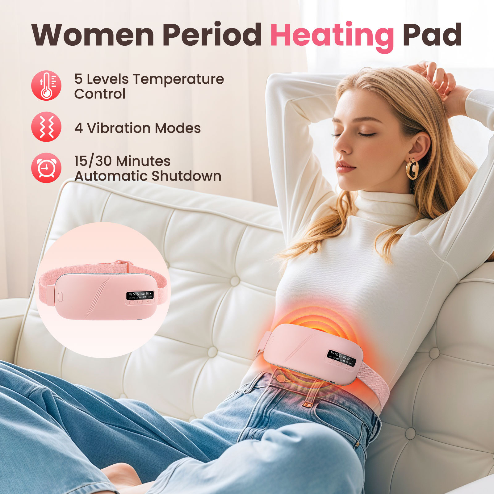 Cross-Border Private Model Warm Palace Belt USB Charging Menstrual Hot Compress Artifact Warm Heating Vibration Massage Warm Palace Belt