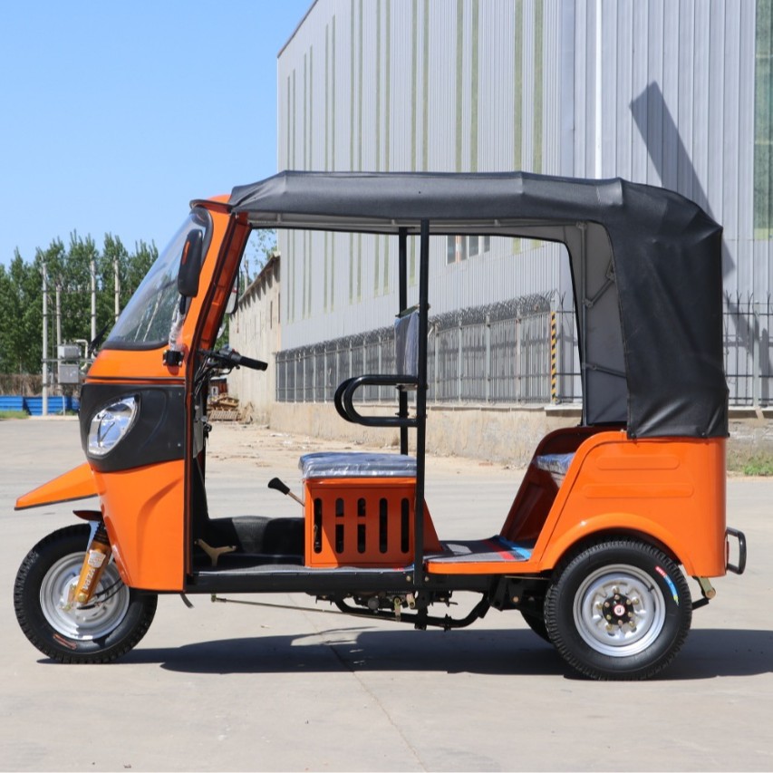 African Bajaj Fuel Orange Tuk-Tuk Electric Three-Wheeled Sightseeing Passenger Carrying Fuel Tricycle