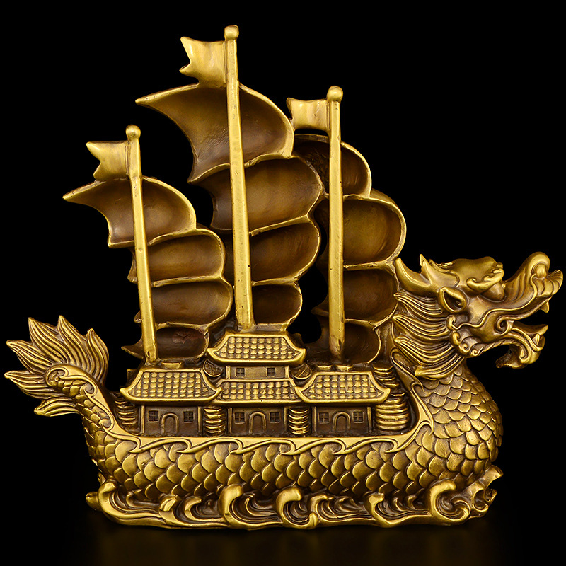 Brass Smooth Sailing Ship Ornament Brass Faucet Ship Living Room Office Living Room Gift Ornament Large Size