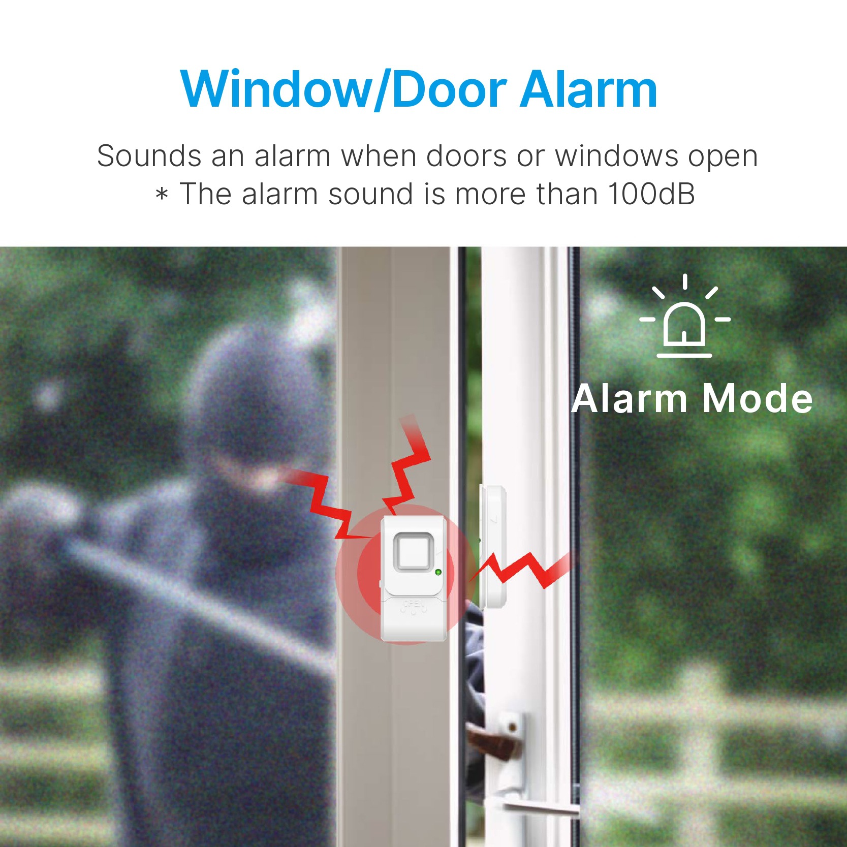 Intelligent door and window magnetic alarm, easy to install wireless alarm, suitable for house garage anti-theft