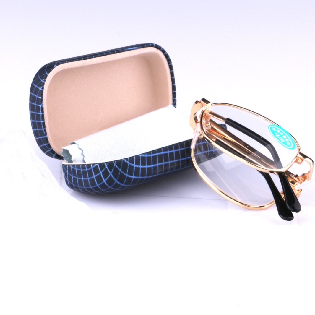 Factory wholesale stall running Jianghu East China Sea crystal lens metal frame folding reading glasses