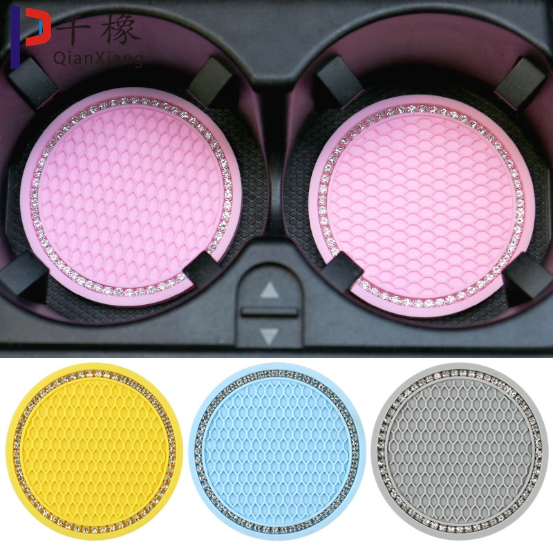 Creative Grid Honeycomb Cross-border Amazon Steam Car Water Cup Mat Multifunctional Car Storage with Rhinestone Anti-slip Mat
