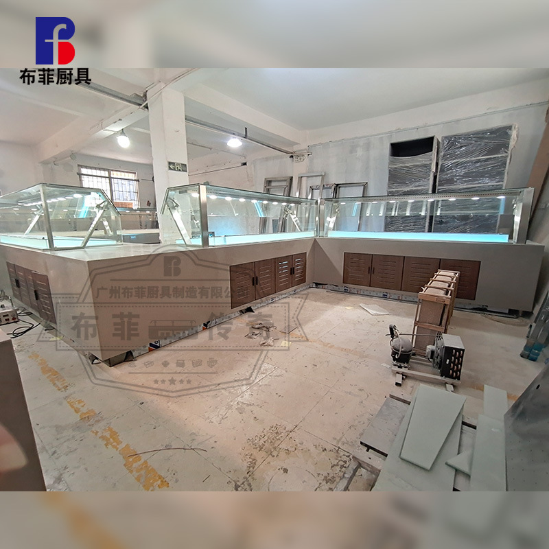 Manufacturer Designs and Customizes Hotel Catering Export to the United States Luminous Crystal Cabinet Body Hot and Cold Combination Dining Table