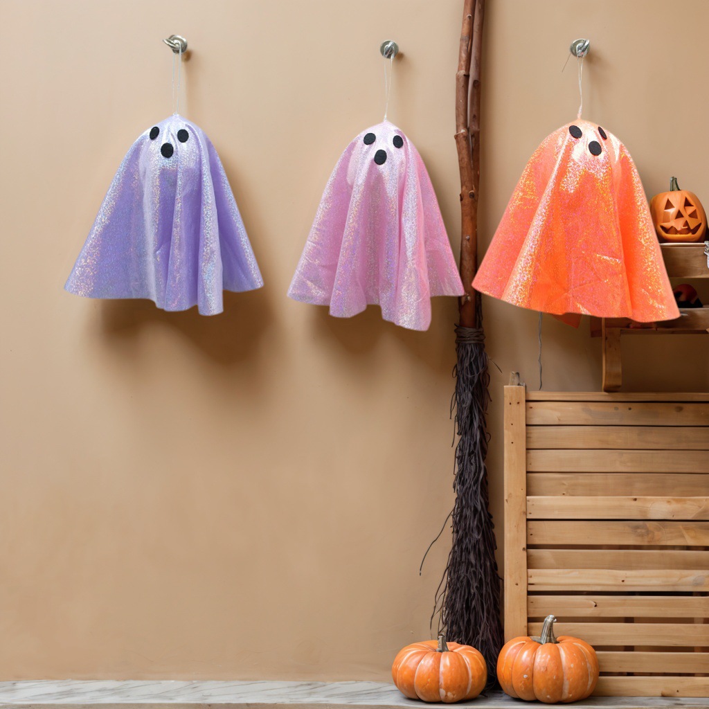 Halloween Glowing Ghost Hanging Ghost Led Lantern Hanging Decoration Ghost Festival Horror Atmosphere Room Decoration Arrangement Light