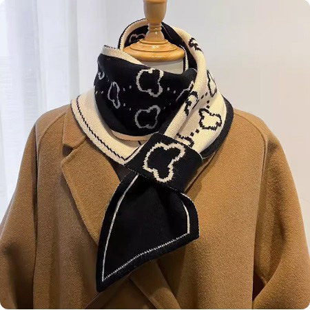 Korean Retro Warm Knitted Wool Button Scarf Women's Fashion Versatile Slit Neck Cover Cold-Proof Neck Shawl