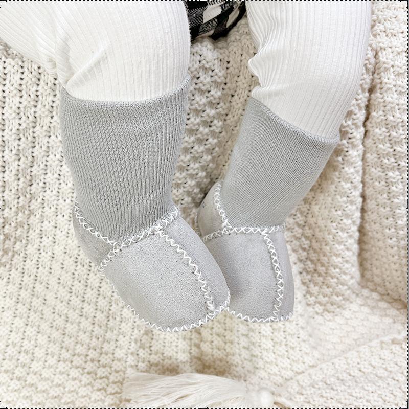 Autumn and Winter Newborn Baby Toddler Shoes Non-slip Thickened Wool Anti-drop Socks Shoes for Boys and Girls Soft Sole
