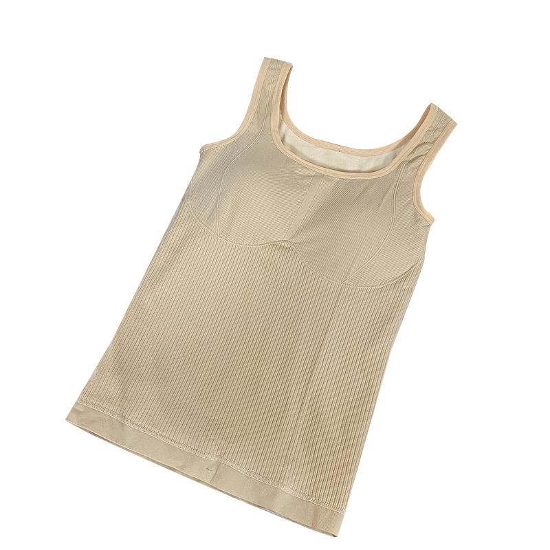 Autumn and Winter New Thickened Fleece-Lined U-Neck Warm Underwear with Chest Pad Beautiful Back Warm Vest Women's Inner Base Shirt