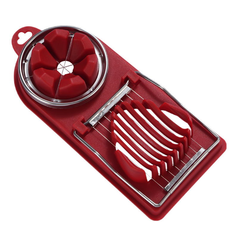 Stainless Steel Two-In-One Egg Cutter Egg Divider Preserved Egg Slicer Kitchen Gadget Preserved Egg Artifact