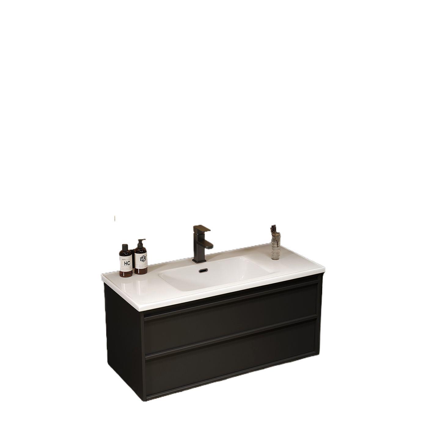 Black Ceramic Integrated Bathroom Cabinet Combination Wash Basin Modern Minimalist Bathroom Wash Basin Smart Wash