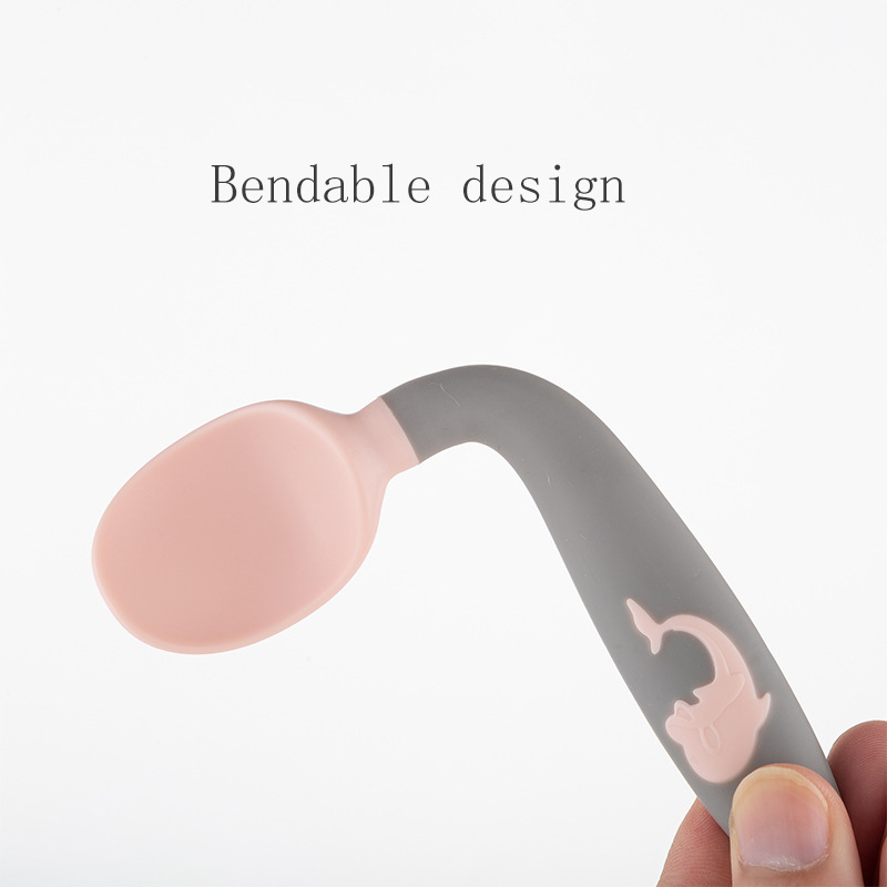 Foreign trade export children's training spoon baby twist fork spoon combination suit whale twist fork spoon combination