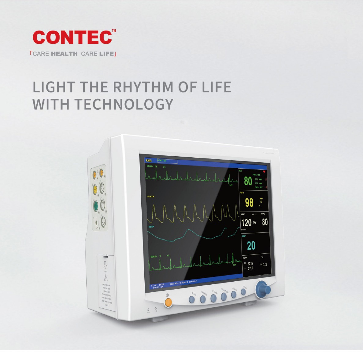 Foreign Trade English Portable Multi-Parameter Ecg Monitor Non-Invasive Blood Pressure Blood Oxygen Heart Rate Body Temperature Fda Ce