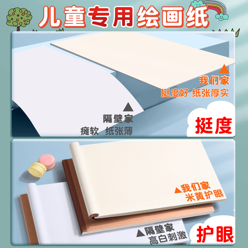 Painting Book Art Book Primary School Children's Picture Book Drawing Book Thick Paper Impermeable Ink Kindergarten Coloring A4
