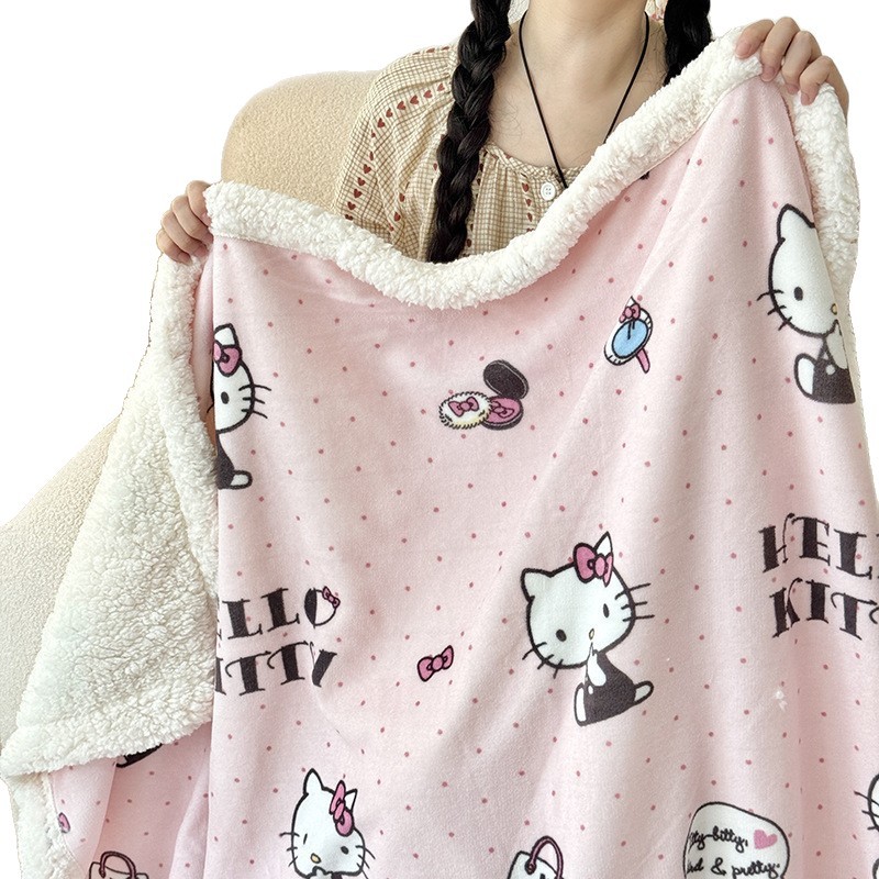 New Genuine Sanrio Series Multifunctional Invisible Zipper Thickeneded Warm Lamb Velvet Blanket Cover Blanket