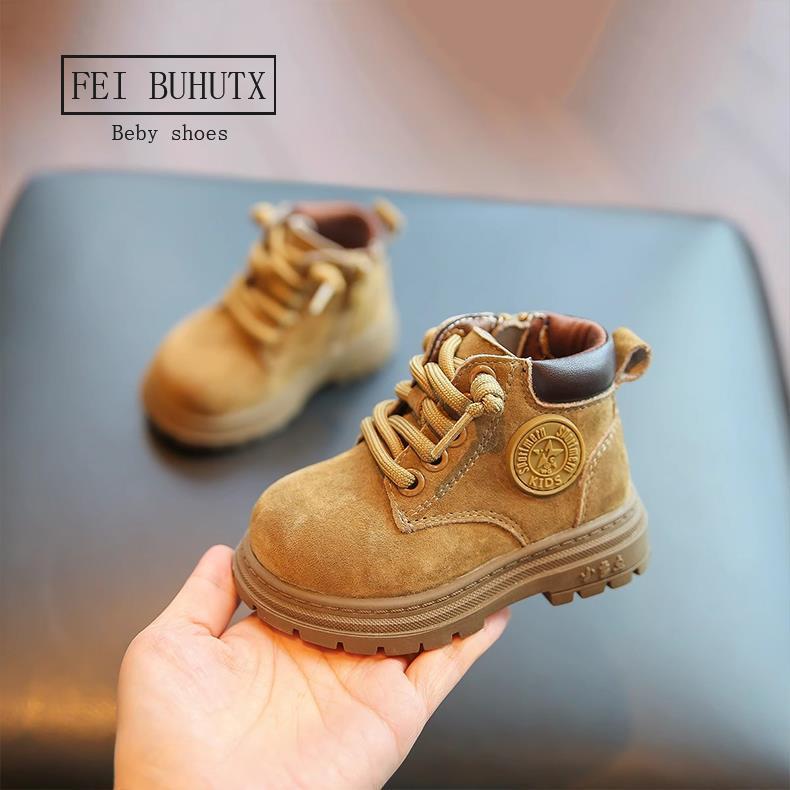 Детская обувь мартин ботинки 2025 осень и зима новые детские ботинки для девочек маленькие желтые ботинки для мальчиков мягкие короткие ботинки