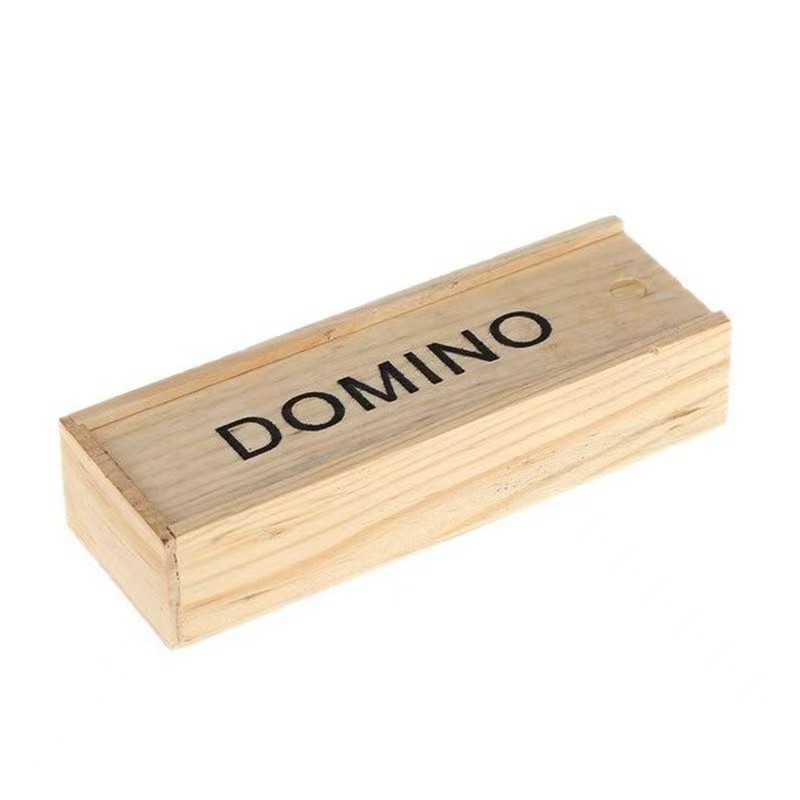 Foreign trade hot 28 pieces black dominoes wooden boxed black dominoes wooden board game teaching aids