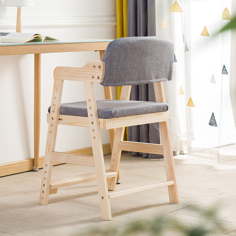 Детский учебный стул из массива дерева с регулируемой спинкой, стул для коррекции осанки