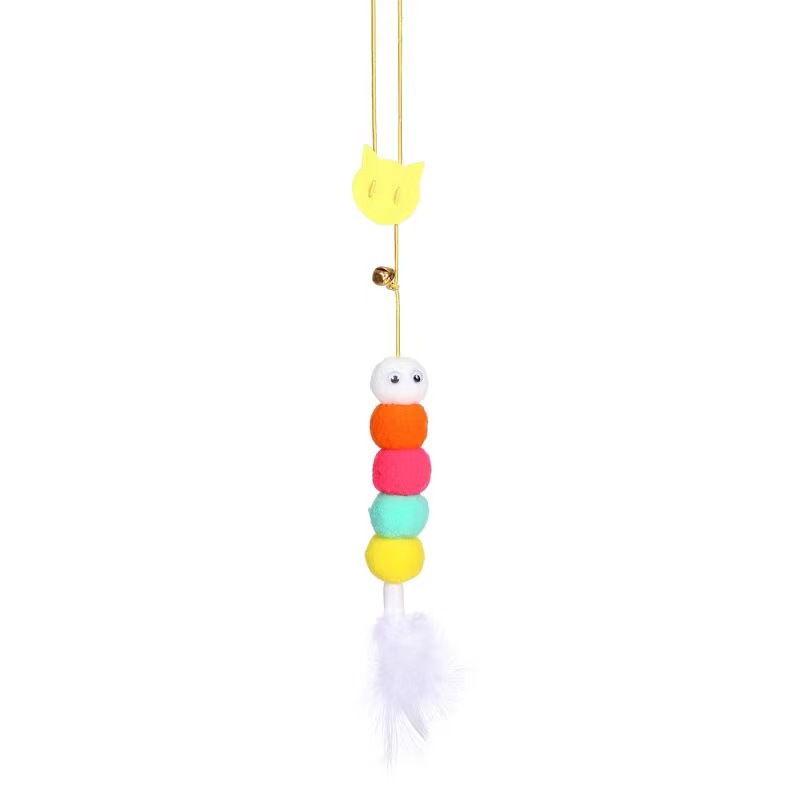 New hanging cat teasing stick retractable hanging door elastic rope feather self-hi boredom artifact explosions funny cat toys