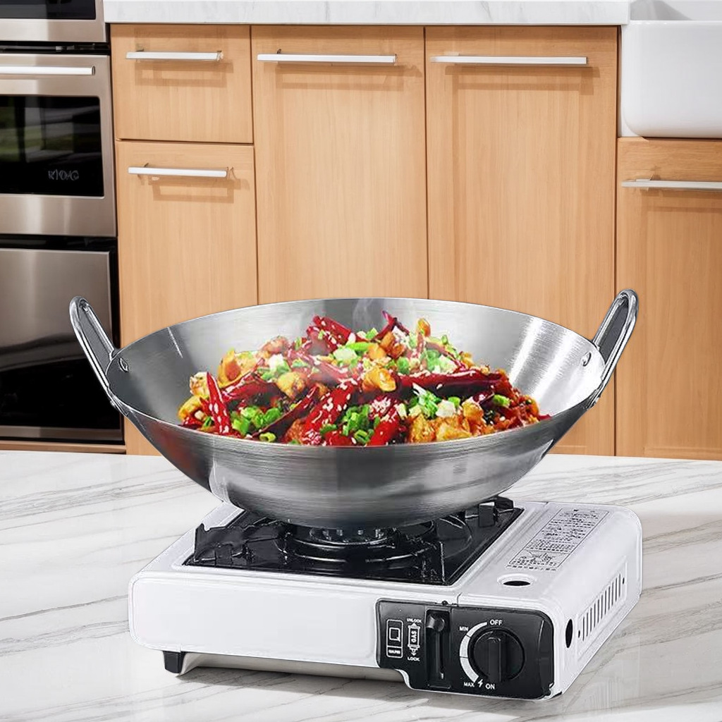 Cross-Border Wok Uncoated Chef's Special Pot for Home Cooking Non-Stick Alcohol Stove Double-Eared Small Hot Pot Gas Pot
