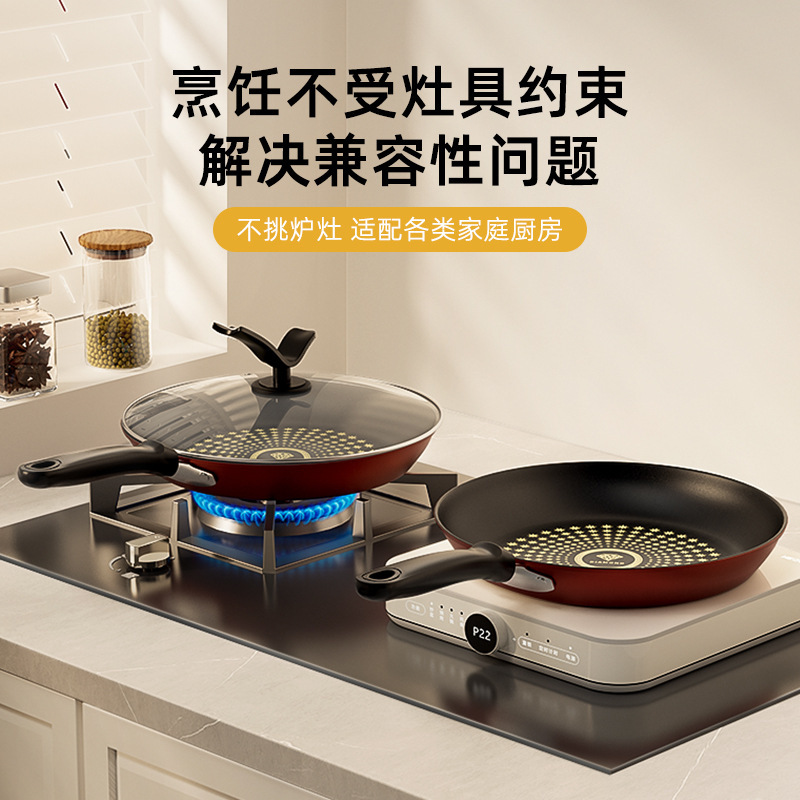 Customized Crystal Diamond Non-Stick Pan Household Flat Frying Pan Multi-Functional Wok Universal Stove Frying Pan Manufacturer Wholesale