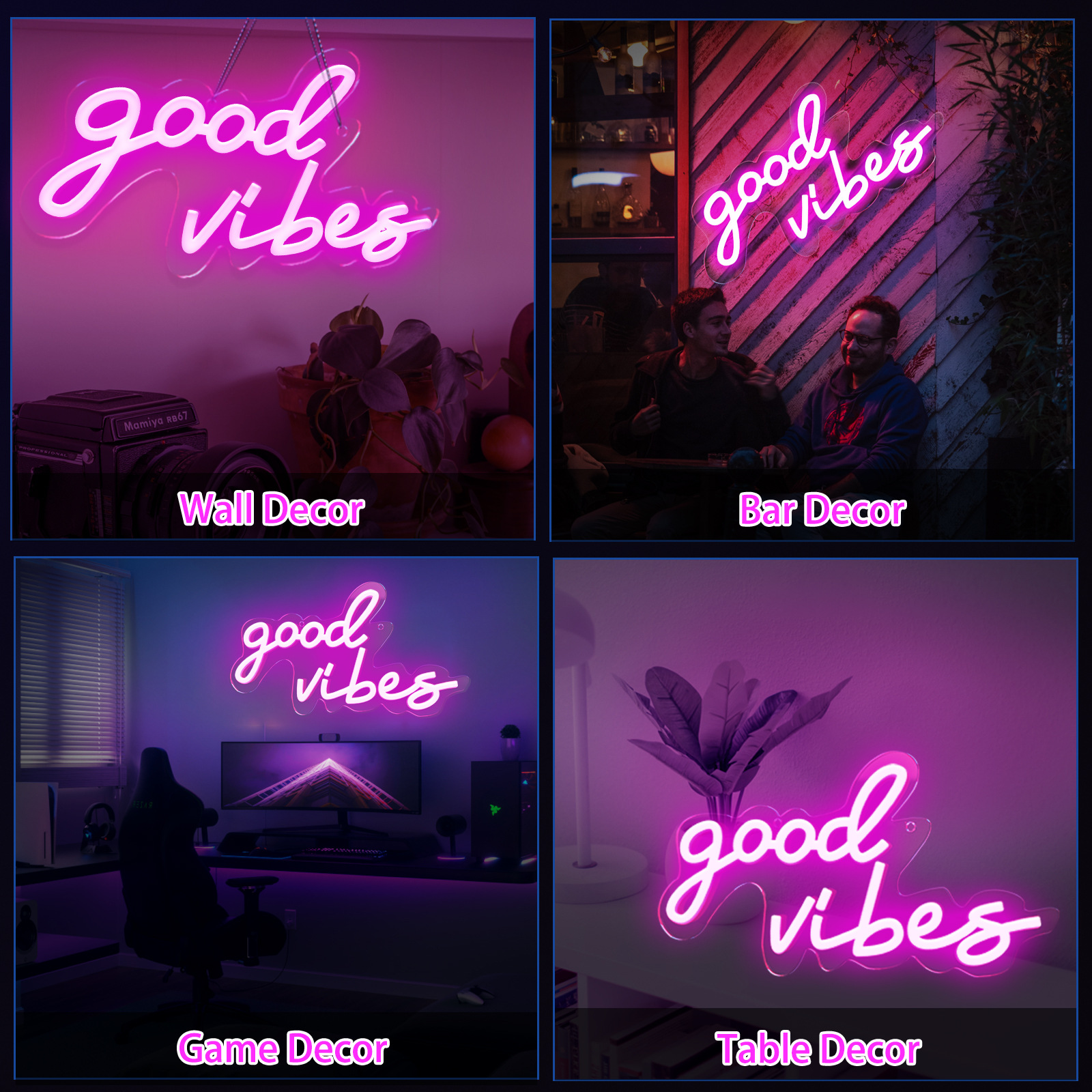 Amazon Neon Sign Good Vides Acrylic Neon Light Good Atmosphere Live Broadcast Room Decoration Background Wall