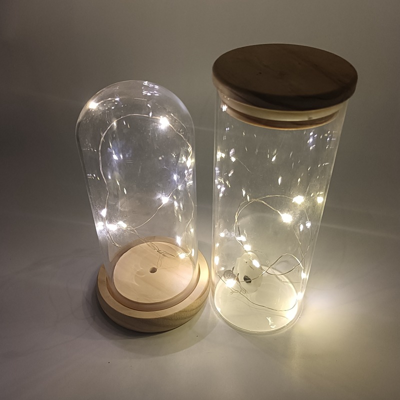 Pine Wood Led Night Light Base, Eternal Flower Base, Round Rubber Wood Gift Table Lamp Base Customization