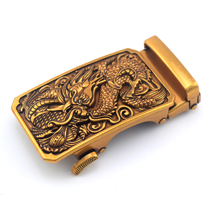 Men's retro dragon belt buckle manufacturers imitation copper color high-grade faucet alloy automatic belt buckle online shop hot sale