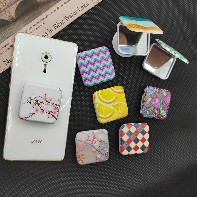 Mobile phone airbag telescopic folding bracket New Square beauty mirror bracket glass mirror flip double-sided mirror material