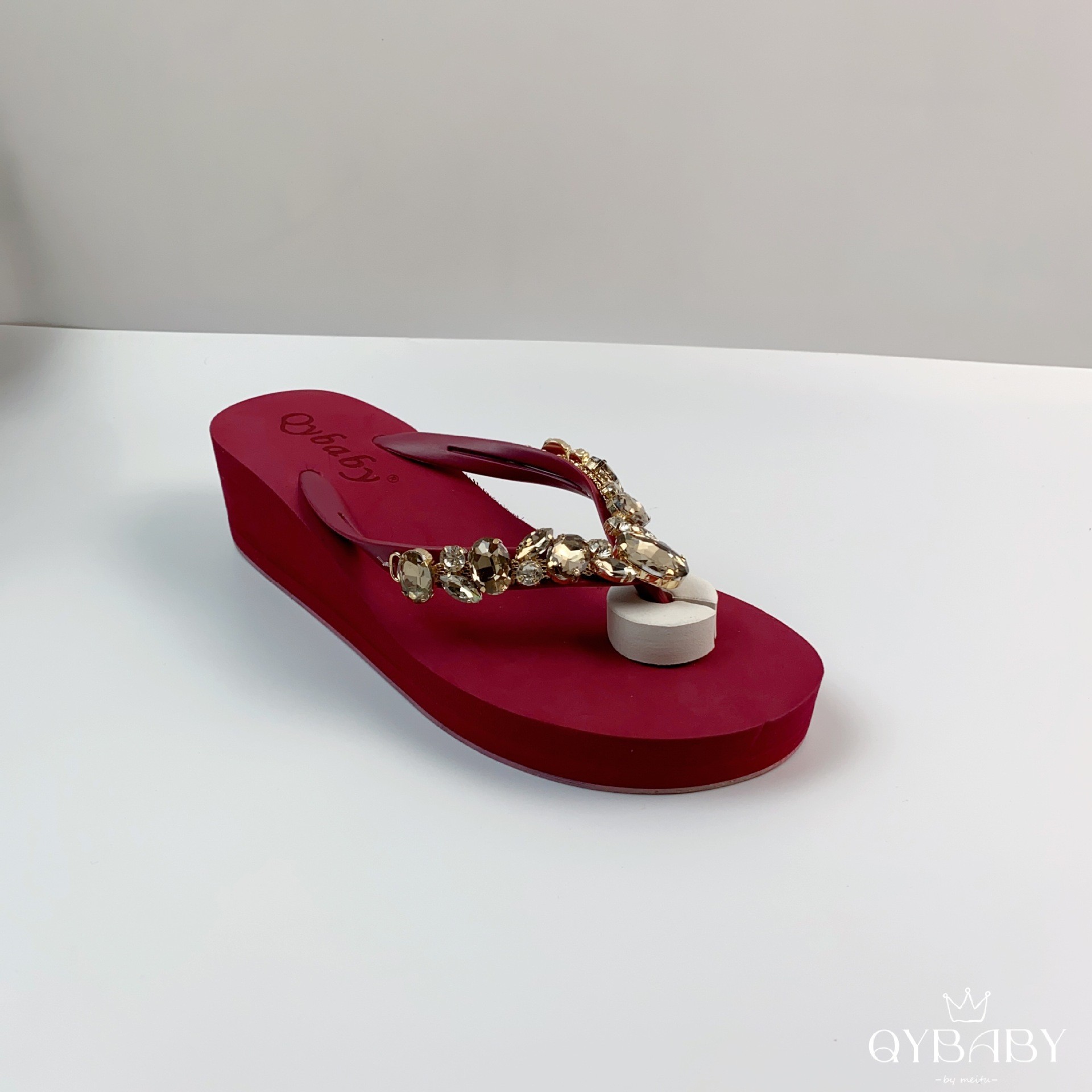 Шлепанцы Qybaby с блестками для женщин летние пляжные сандалии на танкетке