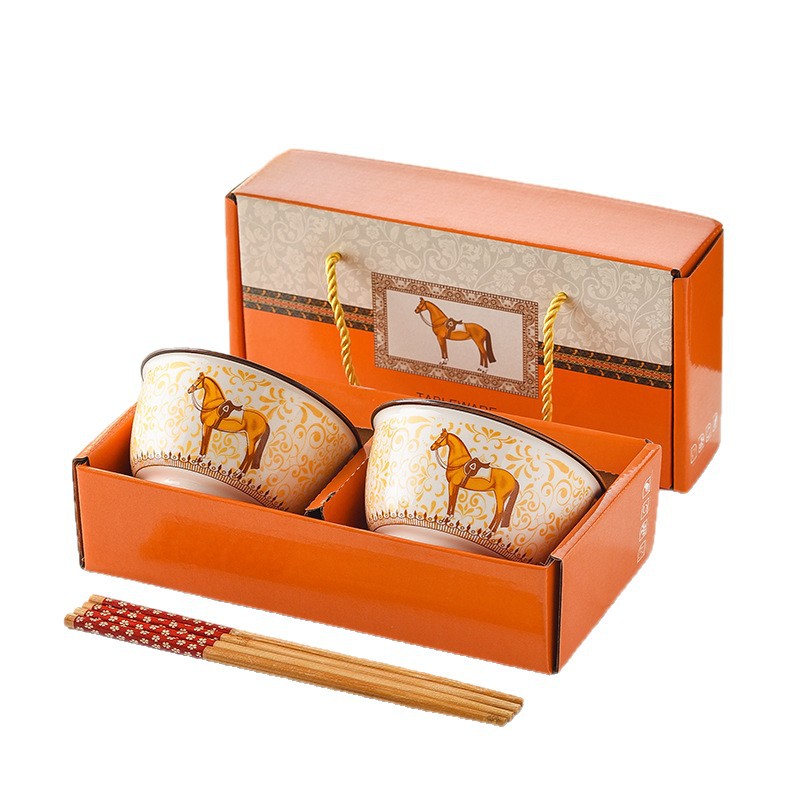 Bowl Ceramic Tableware Gift Box Set Opening Event Gift Giveaway Souvenir Bowl and Chopsticks Set Bowlware Gift Set