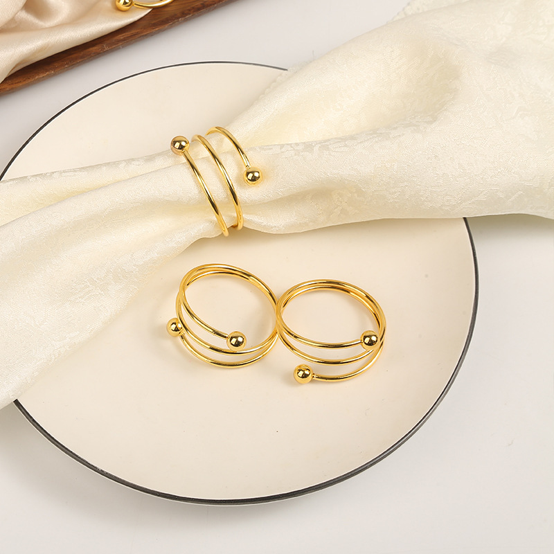 Light Luxury New Style Special Western Restaurant Dining Table Hotel Hotel Wedding Table Square Napkin Buckle Metal Ring Wholesale