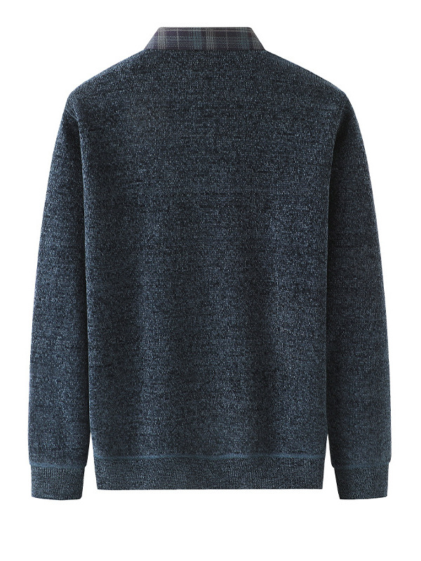 fleece-lined Warm Sweater Fake Two-piece T-shirt Middle-aged and Elderly Men's Fashionable Dad Winter New Casual Thickened Base Shirt