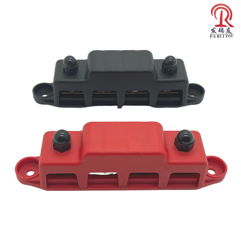 Cross-border yacht saloon ship 4-way junction line row M10 M8 red and black high current 4-position connection stud distribution block