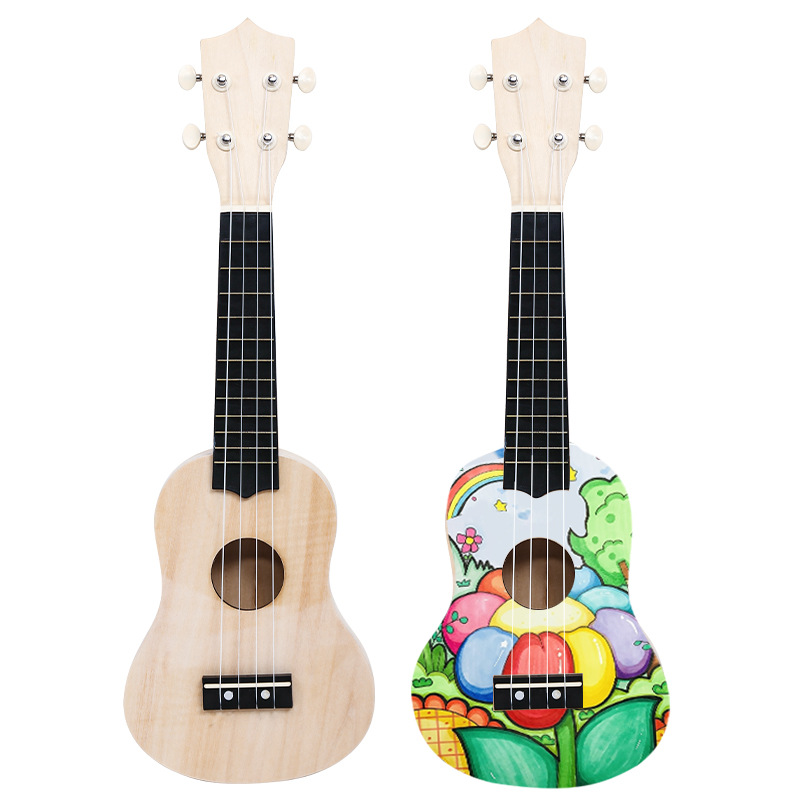 Assemble Ukulele DIY Small Guitar Handmade Homemade Material Package Painted Hand-Painted Graffiti Wooden