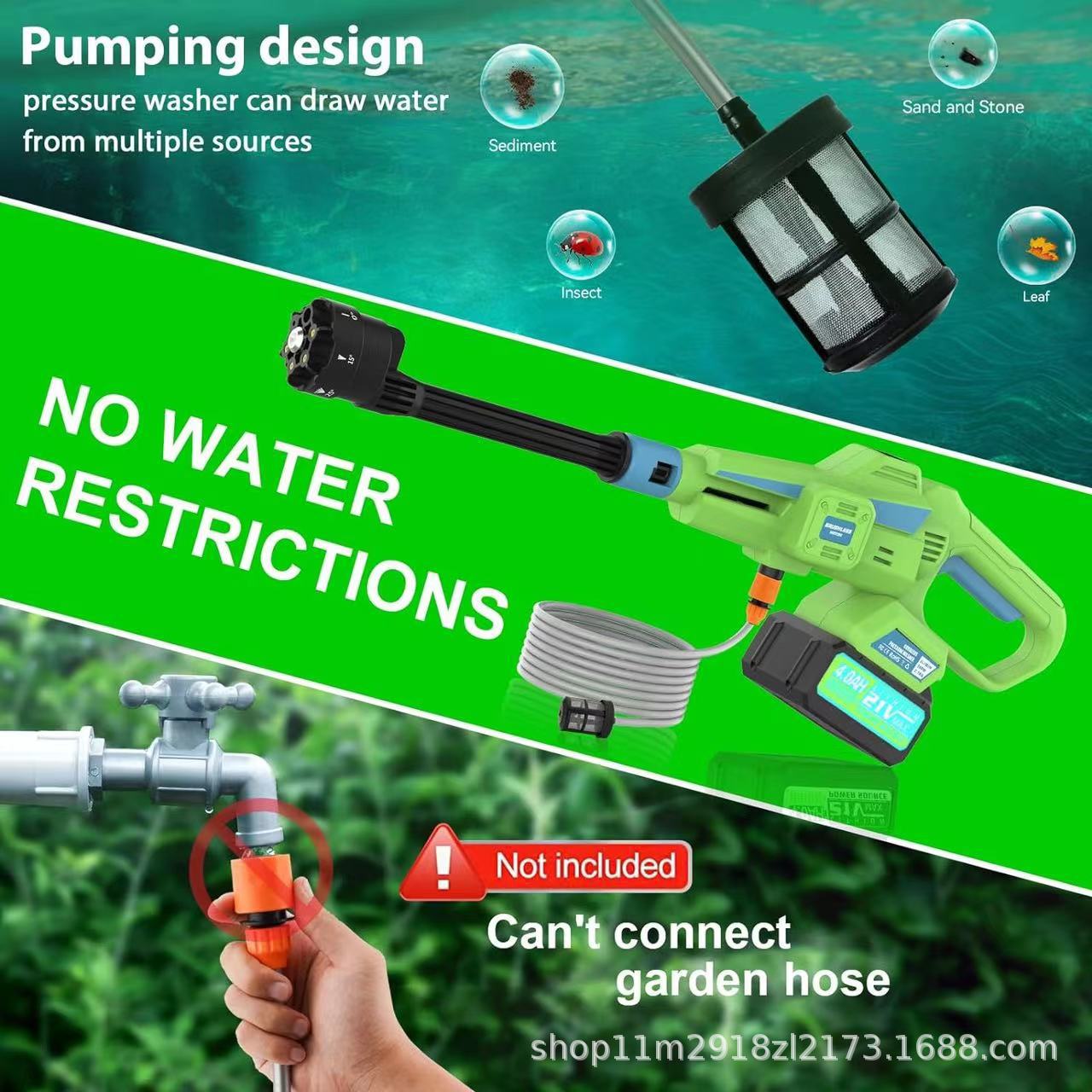 High-power wireless car washing machine household portable high-pressure water gun car washing machine household lithium battery cleaning artifact wholesale