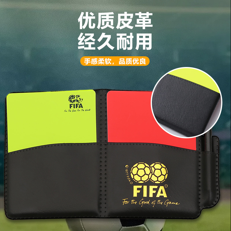 Special Red and Yellow Card Record Book for Football Competitions, Red Brand Yellow Card Referee Supplies with Leather Sheath Pencil Referee Record Paper
