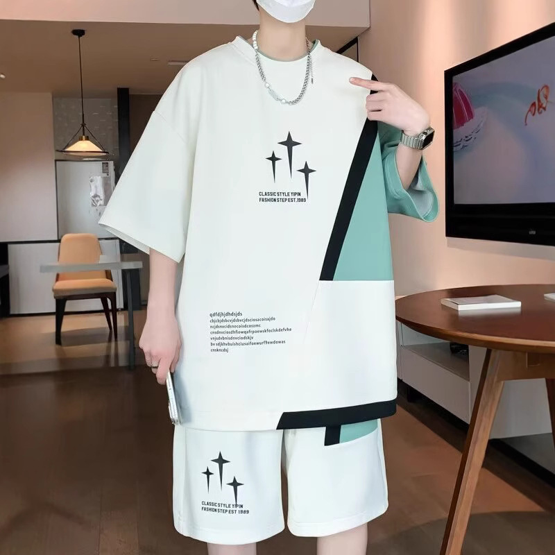 Large Size Running Sportswear Men's Clothing Men's Foreign Trade Casual Thin Short-Sleeved Shorts Two-Piece Summer Sports Suit