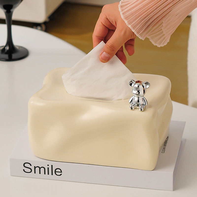 Creative Glacier Ceramic Tissue Box Home Living Room Coffee Table Desktop Paper Box Light Luxury Advanced Niche Paper Box