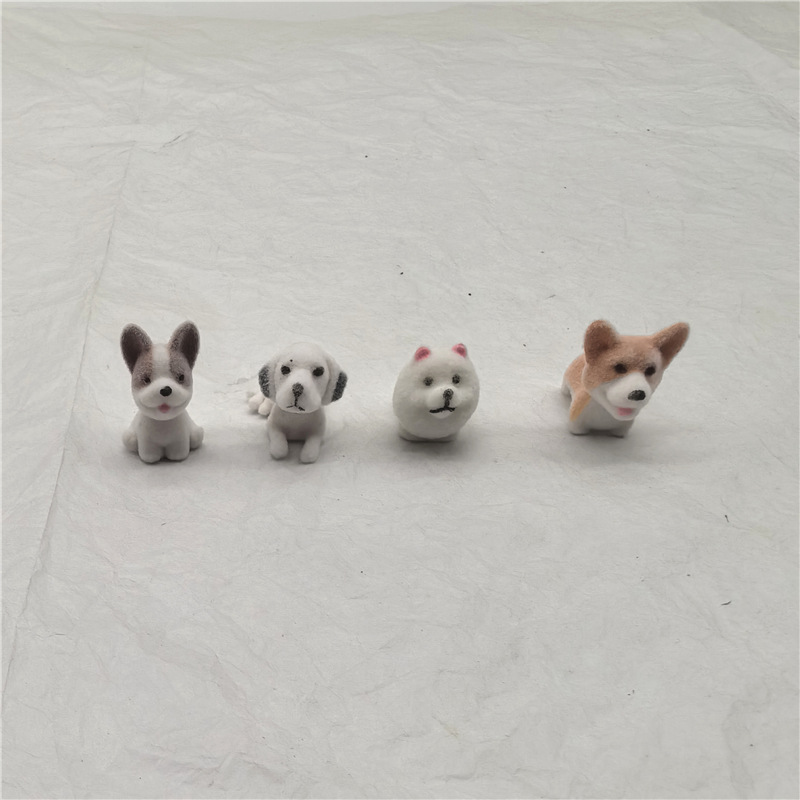 A variety of flocking 2.5CM mini pet dog ornaments toy Schnery spot Corgi flocking toy ornaments