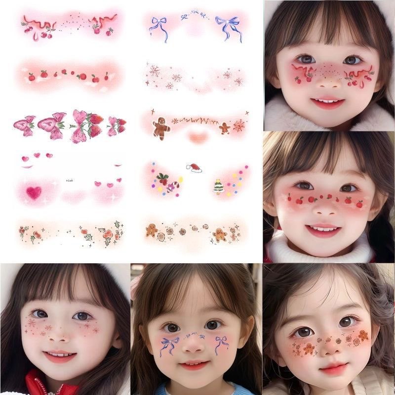 Valentine's Day Lantern Year of the Snake Tattoo Sticker Water Transfer Face Sticker Cartoon Cute Sticker Disposable Face Sticker