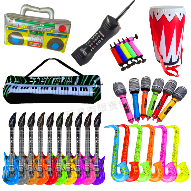 Спот ПВХ искусственный музыкальный инструмент гитара саксофон микрофон цифровое пианино радио барабан надувная игрушка