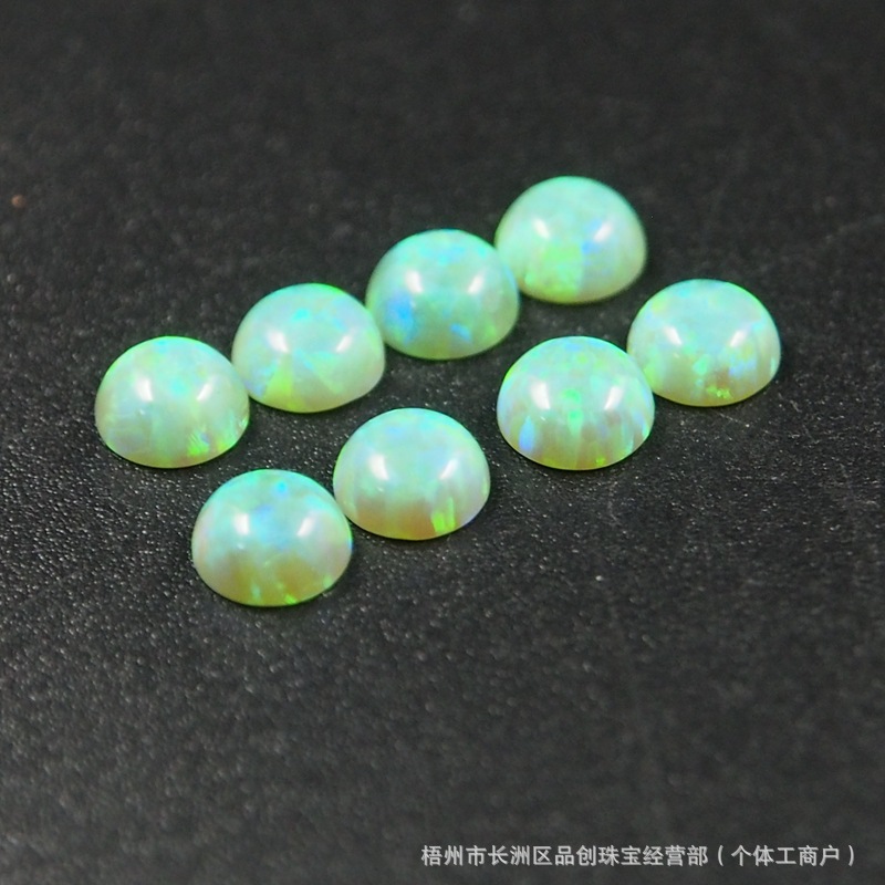 Synthetic Colorful White Opal Round Flat Plain Artificial Opal Stone Ring Face Loose Stone DIY Jewelry Wholesale