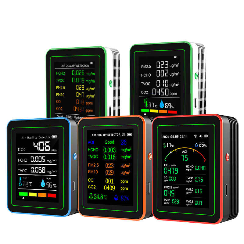 Air quality detector portable detection carbon dioxide PM2.5 formaldehyde CO temperature and humidity TVOC foreign trade wholesale