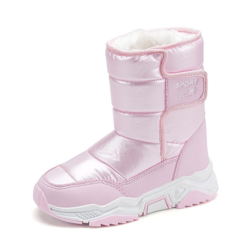 Children's Snow Boots, Girls' Cotton Boots, Winter New Style, Fleece-Lined, Thickeneded and Warm, Kidsren's Outdoor Boots, Northeastern Large Cotton Shoes
