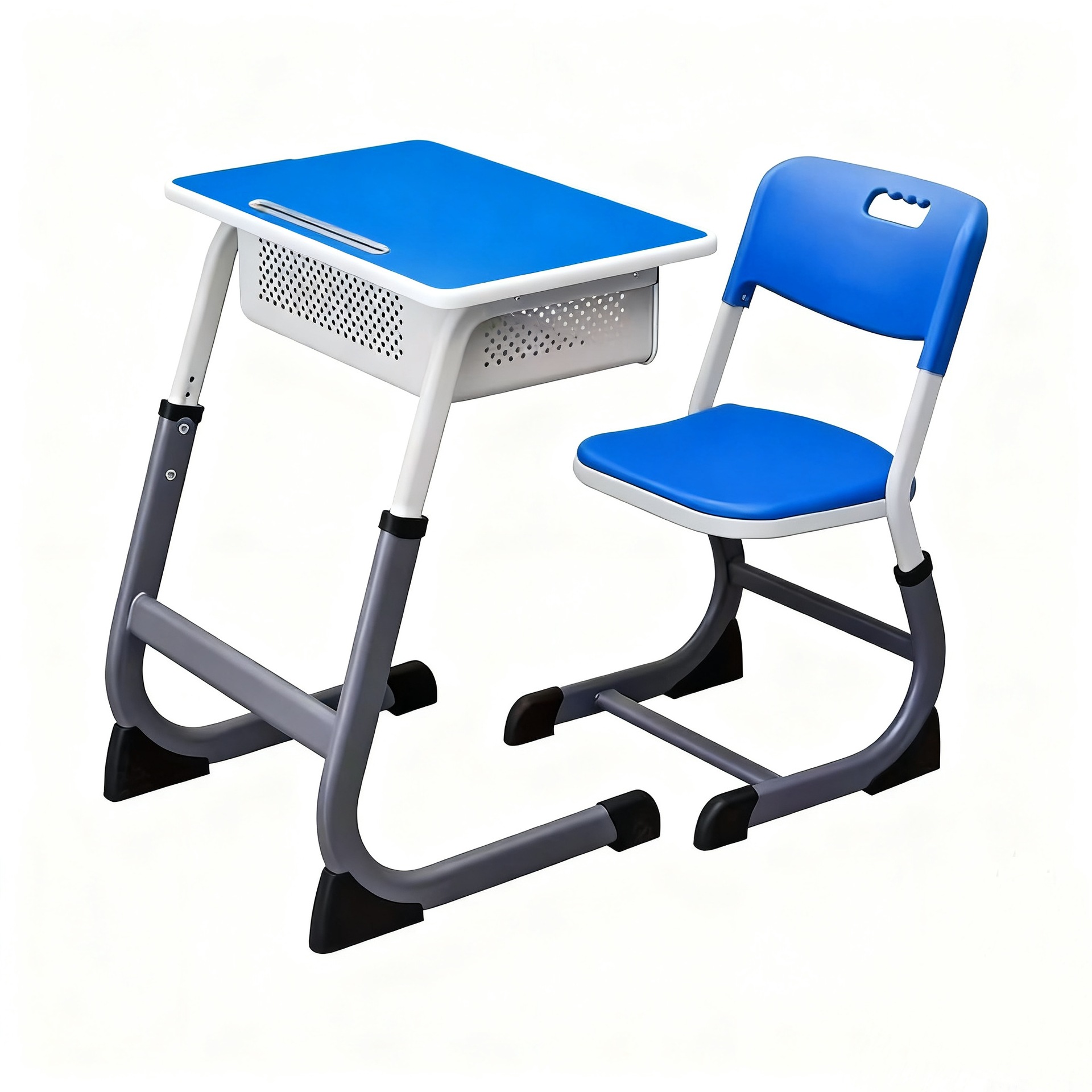 Cross-Border Desks and Chairs School Wholesale Tutoring Lunch Break Adjustable Desks and Chairs Plastic Single Table Study Table and Chairs Direct Supply