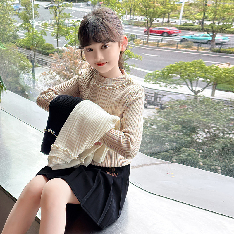 Базовая рубашка в колледжском стиле для девочек 2024, новый осенне-зимний, свитер с пузырьковым узором, модная вязаная рубашка