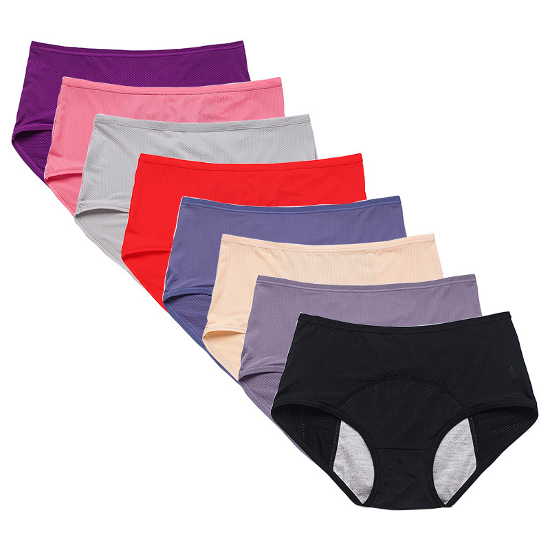 Cross-Border European and American Menstrual Underwear for Women, Breathable Mesh, Front and Rear Leak-Proof Menstrual Period, Mid-High Waist, Large Size Underwear, Amazon Batch