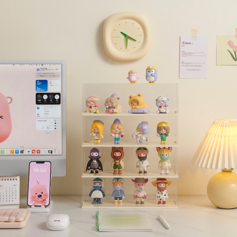 Transparent Desktop Bubble Marte Cute Blind Storage Box Dustproof Stackable Hand Display Rack Doll Storage Rack