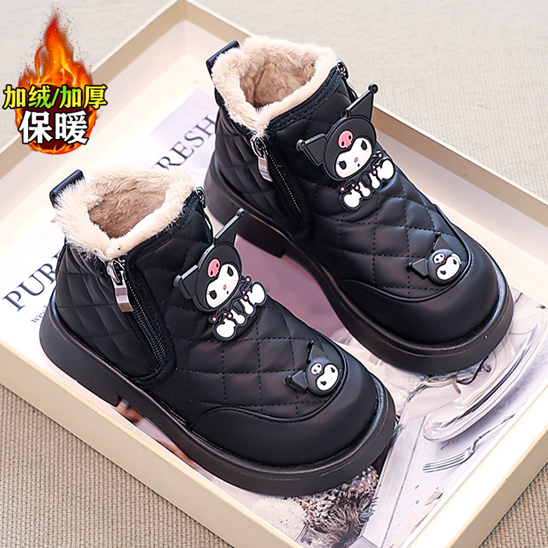 Kuromi Girls Snow Boots 2025 Winter New Children's Shoes Cotton Shoes Medium and Large Children's Velvet Warm Girls Cotton Boots