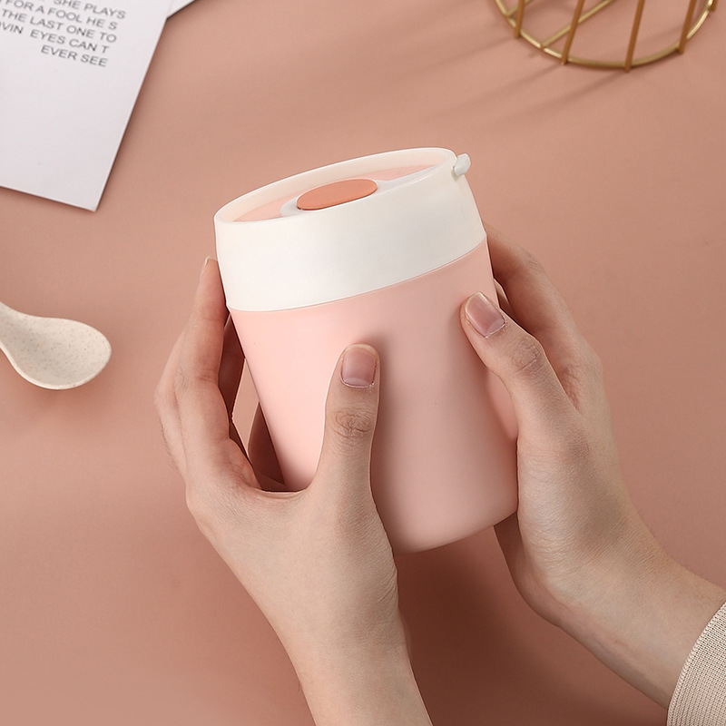 Morning Cup Porridge Cup 304 Stainless Steel Small Lunch Box Heat Preservation Soup Cup Portable Soup Bowl with Lid and Spoon Milk Oatmeal Cup